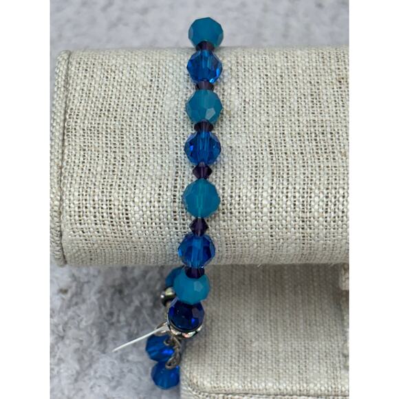 Lori Frantz-Koenig Blue Purple Crystal Bead Bracelet 8" #65105 - Picture 2 of 5